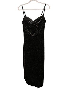 ELH Studio Black Formal Velvet Cocktail Dress - Glittery - Fitted - Junior Large